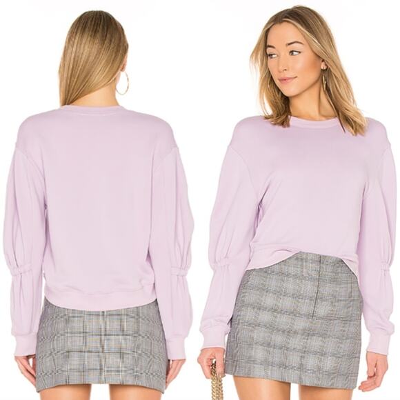 Tibi Sculpted Sleeve Sweatshirt in Lavender - Picture 1 of 4
